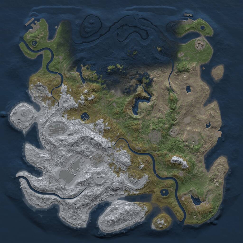 Rust Map: Procedural Map, Size: 4500, Seed: 240632909, 16 Monuments