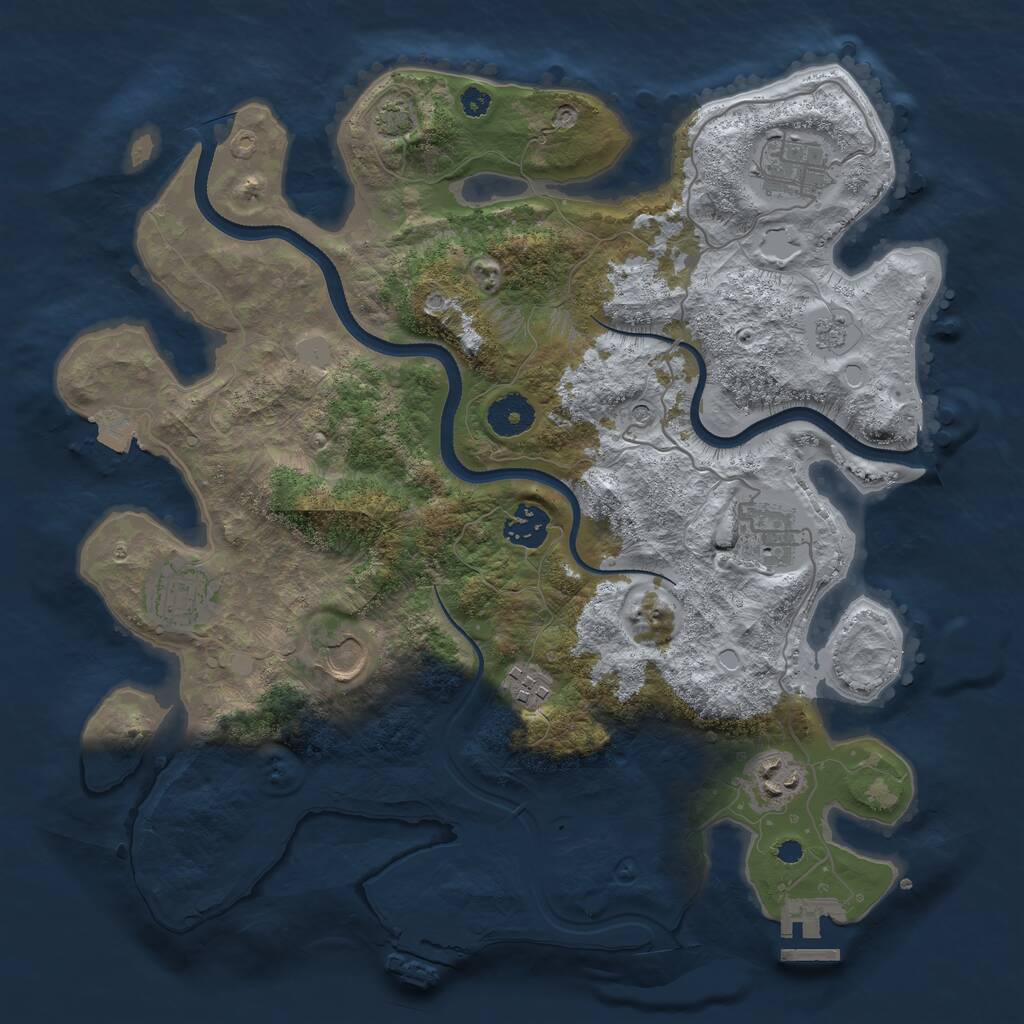 Rust Map: Procedural Map, Size: 3500, Seed: 57011948, 13 Monuments