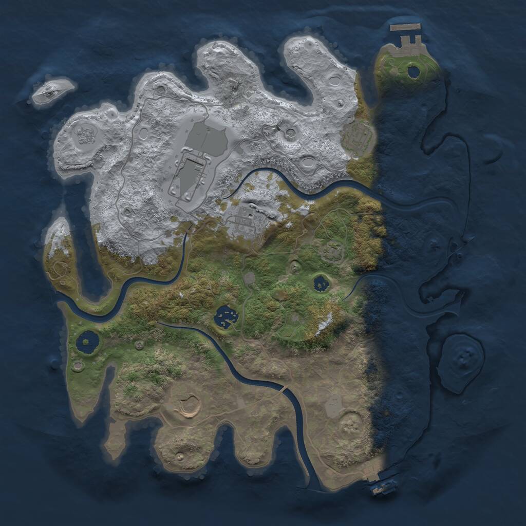 Rust Map: Procedural Map, Size: 3500, Seed: 1229258761, 11 Monuments