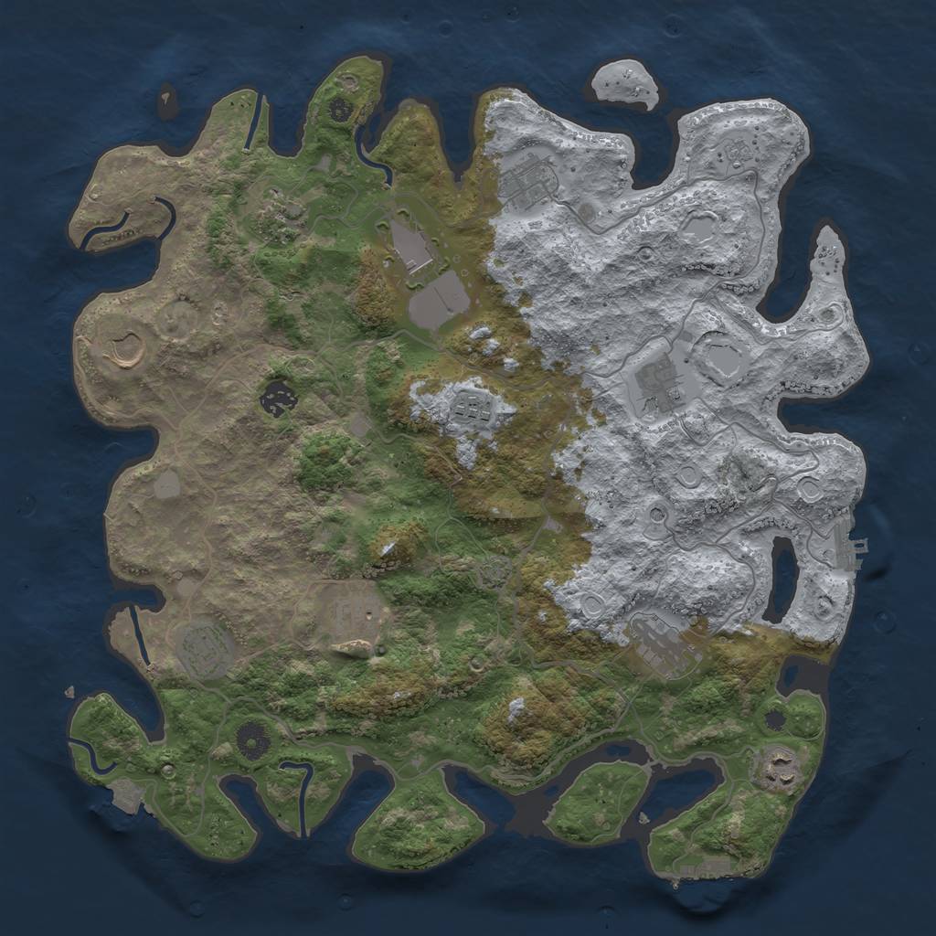 Rust Map: Procedural Map, Size: 4000, Seed: 2008748542, 19 Monuments