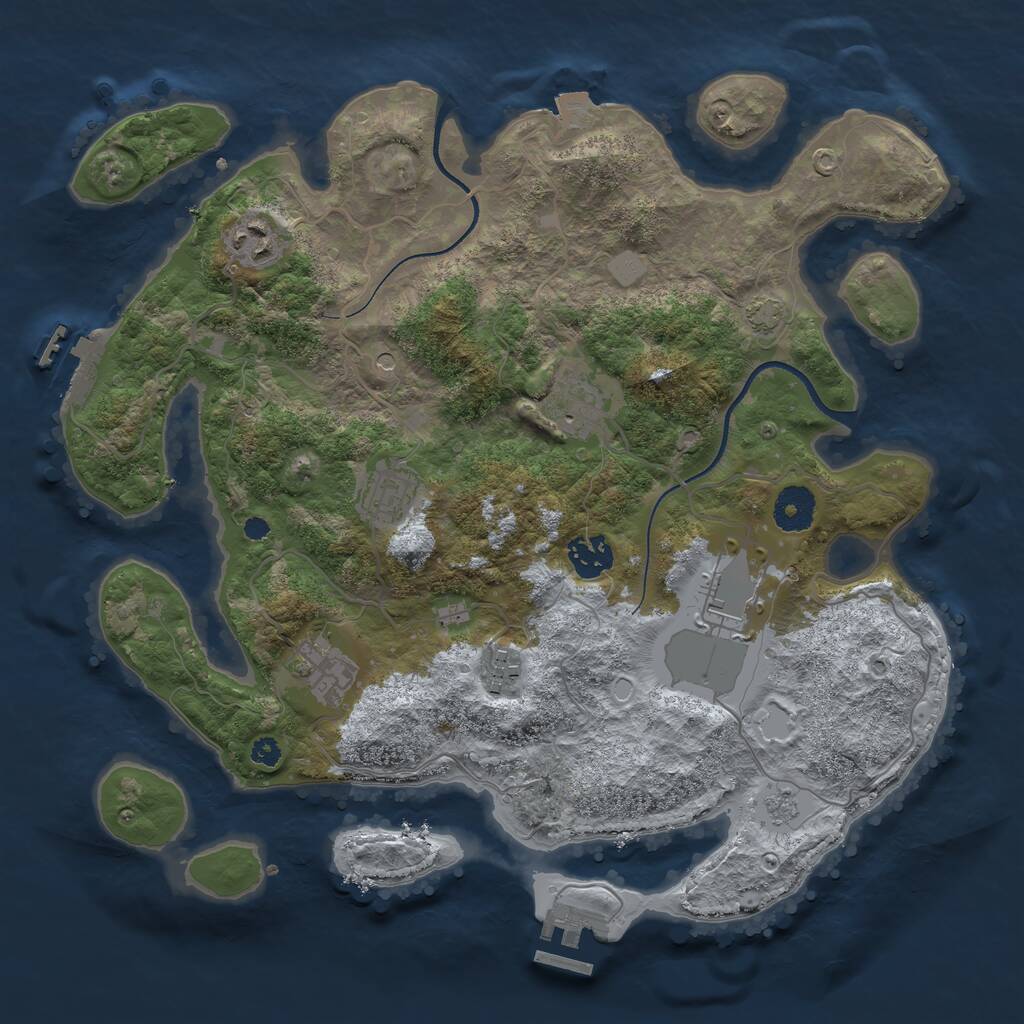 Rust Map: Procedural Map, Size: 3500, Seed: 1358767638, 13 Monuments