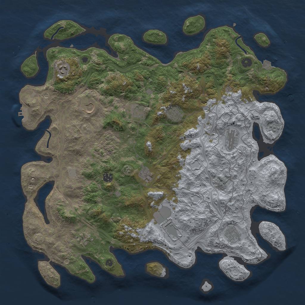 Rust Map: Procedural Map, Size: 4500, Seed: 55703899, 18 Monuments