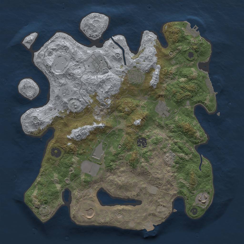 Rust Map: Procedural Map, Size: 3500, Seed: 1112327674, 16 Monuments