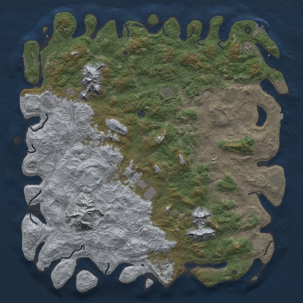 Rust Map: Procedural Map, Size: 6000, Seed: 1317597851, 19 Monuments