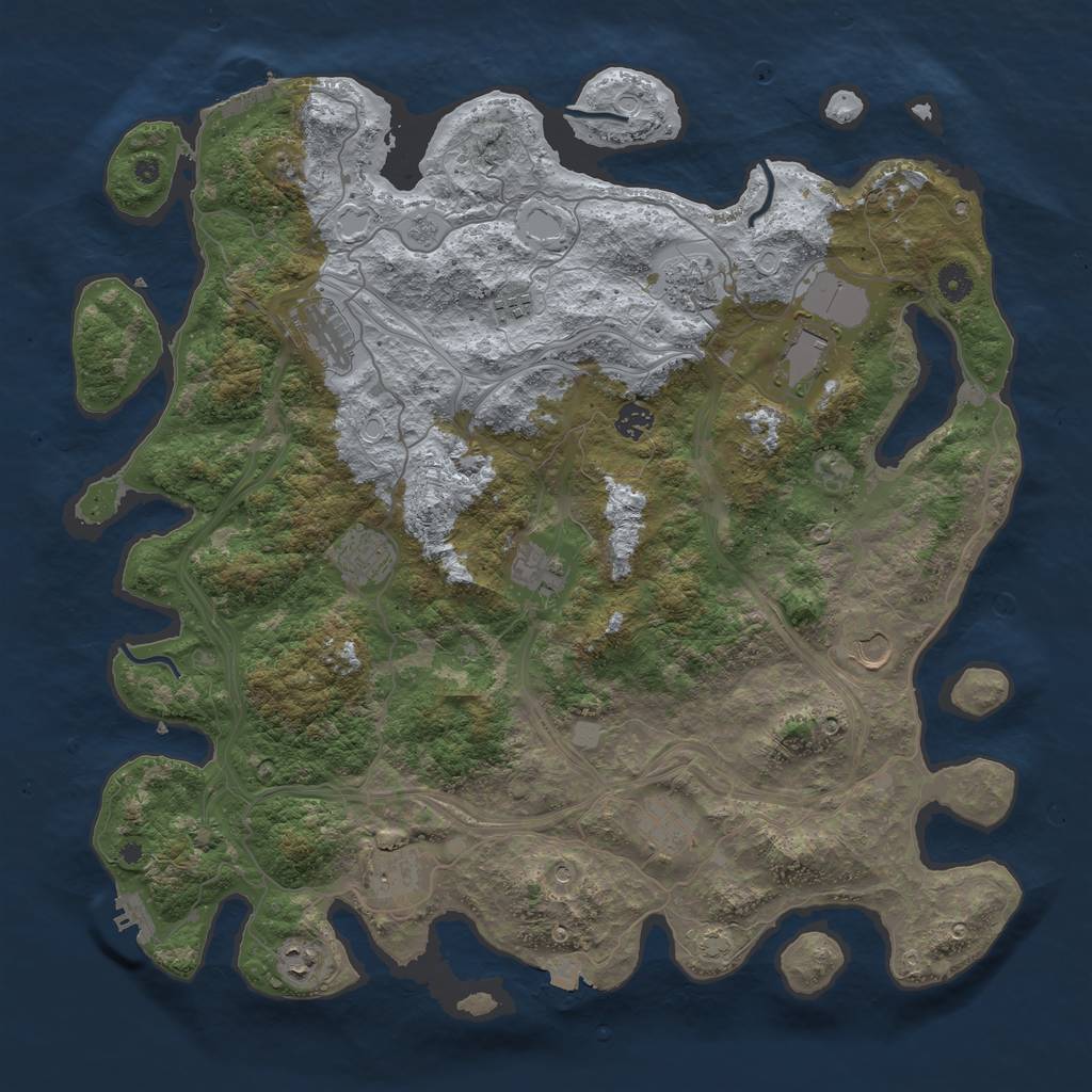 Rust Map: Procedural Map, Size: 4500, Seed: 895260239, 19 Monuments