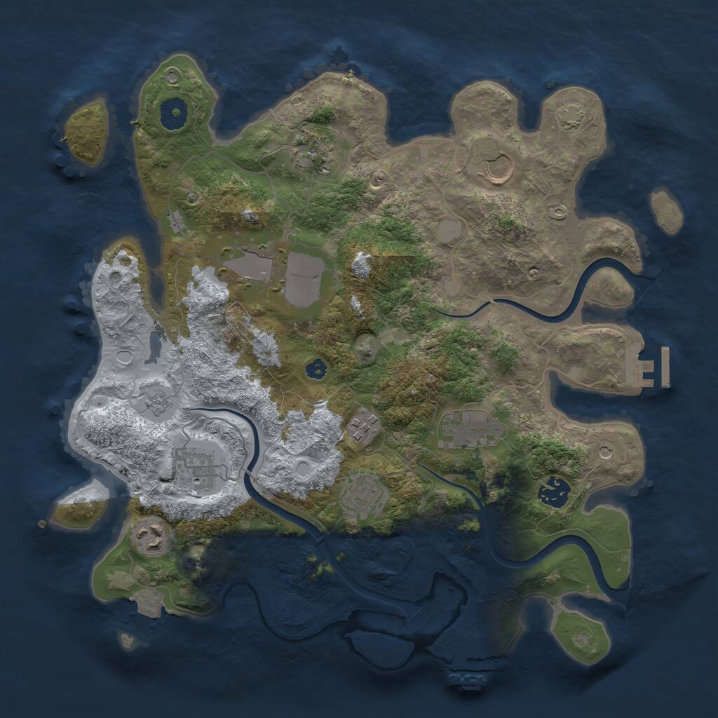Rust Map: Procedural Map, Size: 3550, Seed: 19389733, 15 Monuments