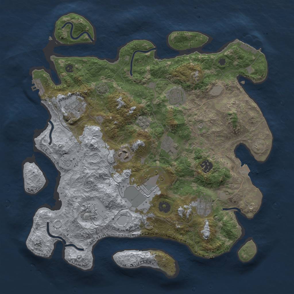 Rust Map: Procedural Map, Size: 3650, Seed: 91584951, 17 Monuments