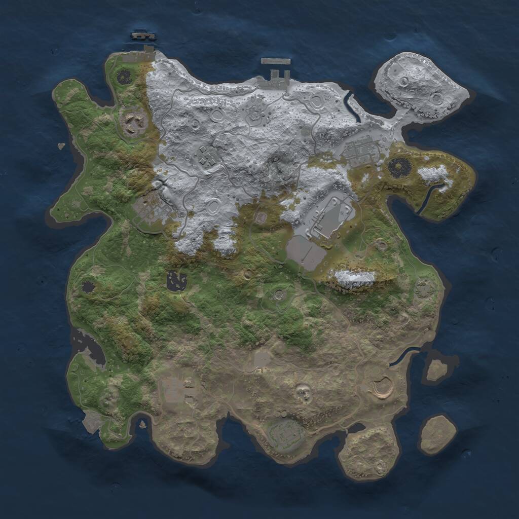 Rust Map: Procedural Map, Size: 3550, Seed: 83475201, 15 Monuments
