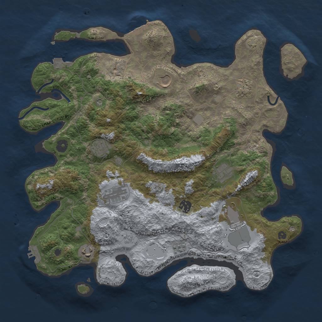 Rust Map: Procedural Map, Size: 3900, Seed: 62978012, 17 Monuments