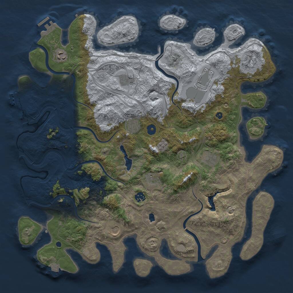 Rust Map: Procedural Map, Size: 4400, Seed: 64795700, 16 Monuments