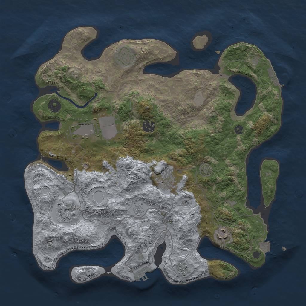 Rust Map: Procedural Map, Size: 3500, Seed: 21169764, 15 Monuments