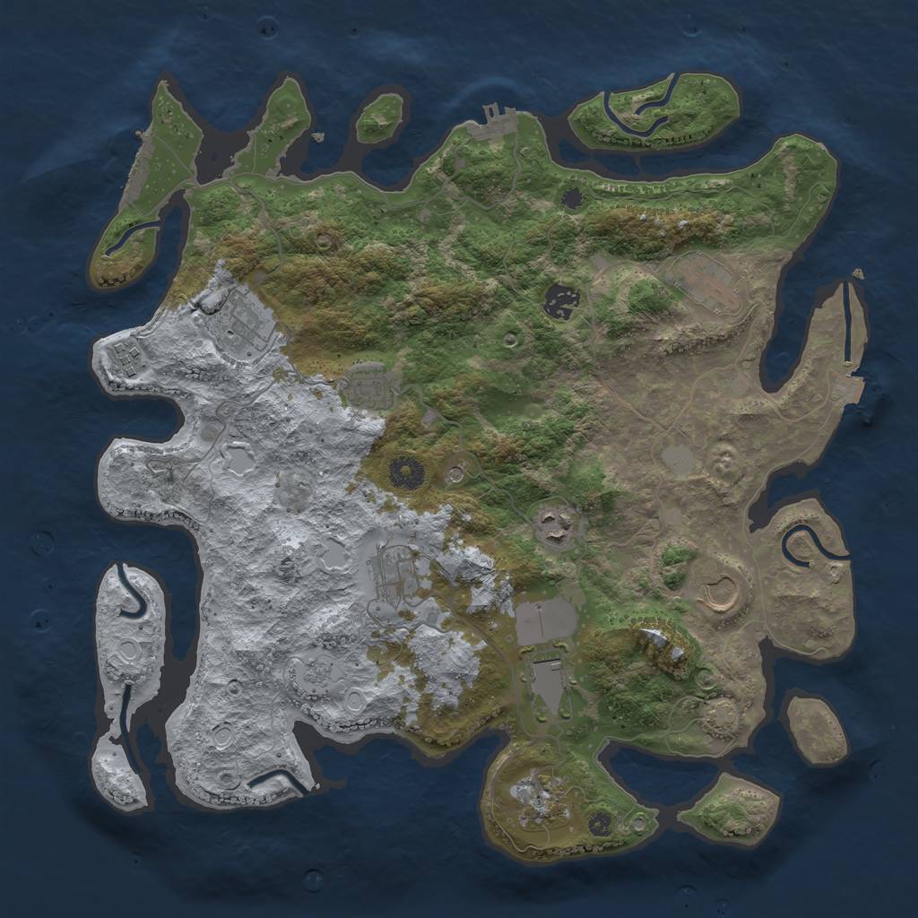 Rust Map: Procedural Map, Size: 3900, Seed: 5250869, 18 Monuments