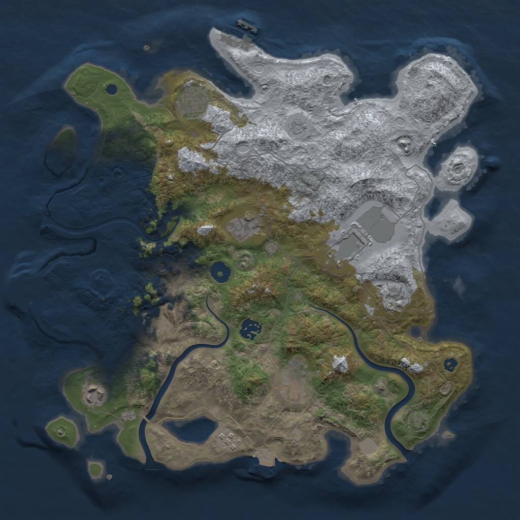 Rust Map: Procedural Map, Size: 3800, Seed: 84826033, 15 Monuments