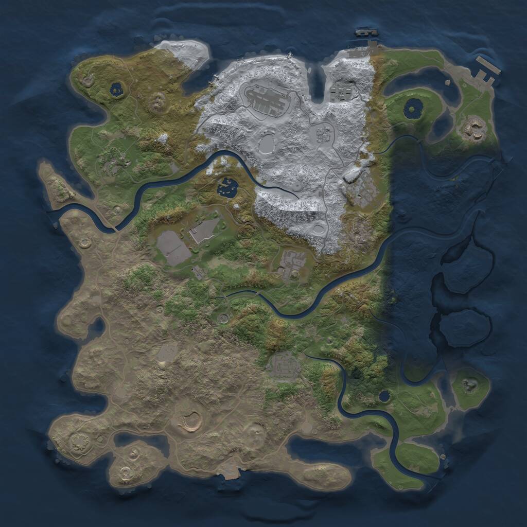 Rust Map: Procedural Map, Size: 3900, Seed: 42744943, 16 Monuments