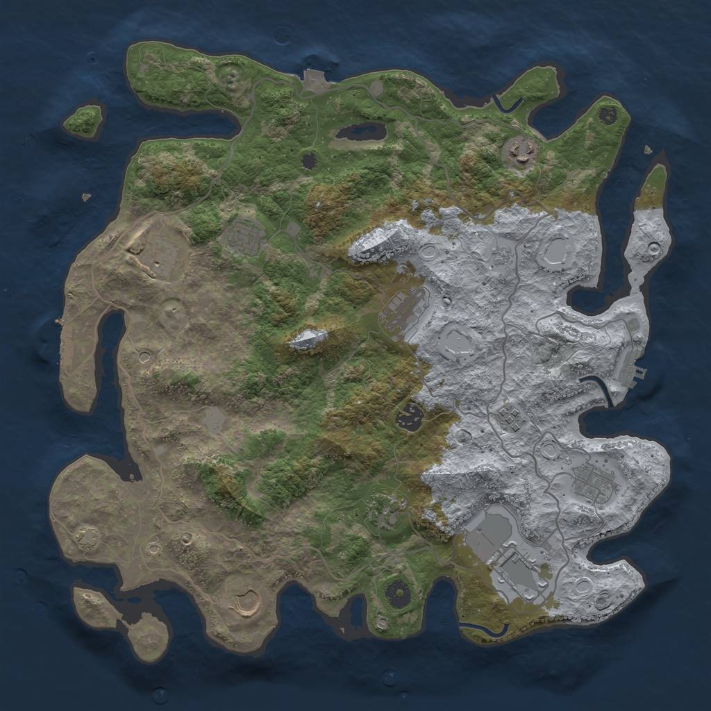Rust Map: Procedural Map, Size: 4000, Seed: 946146316, 18 Monuments
