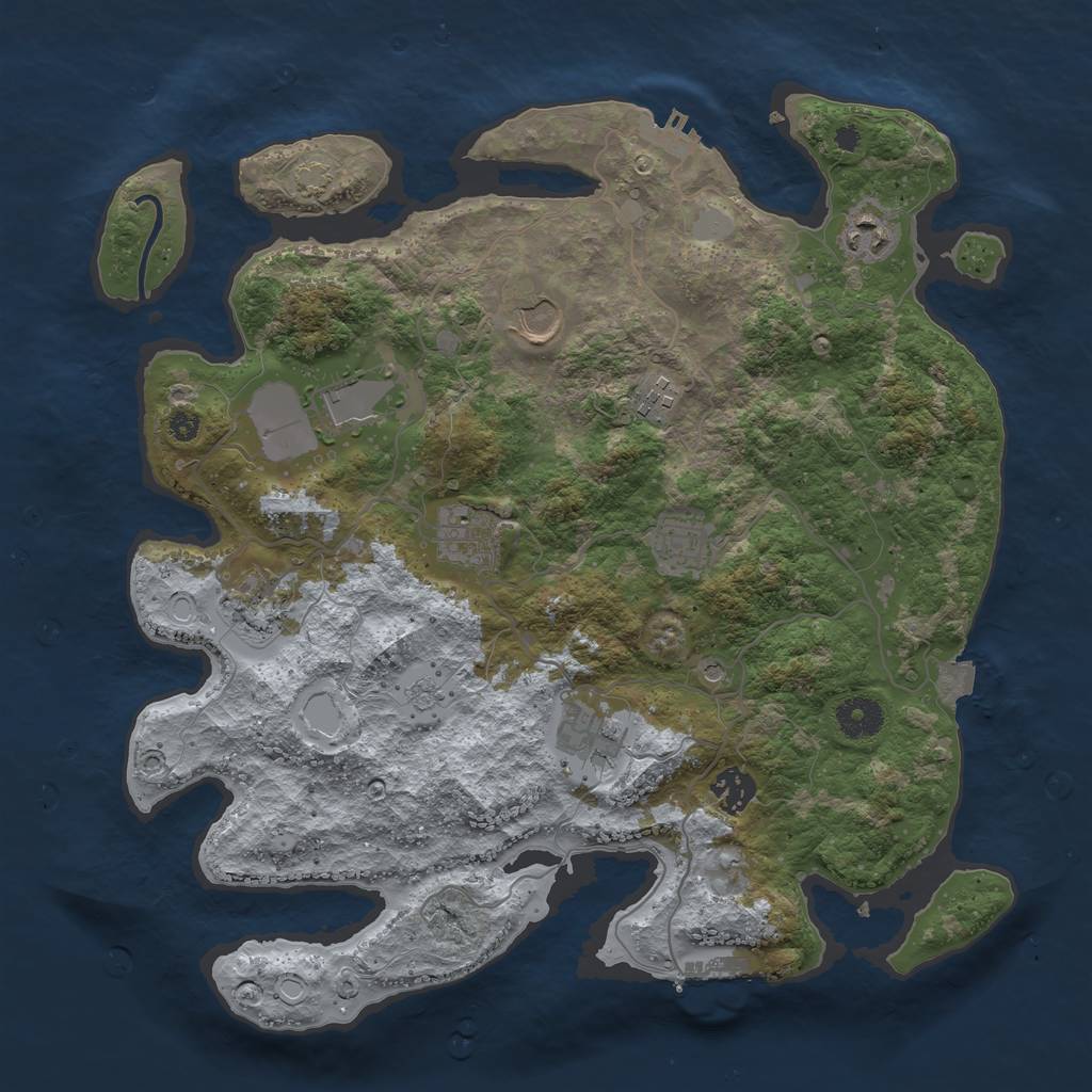 Rust Map: Procedural Map, Size: 3700, Seed: 39931011, 17 Monuments