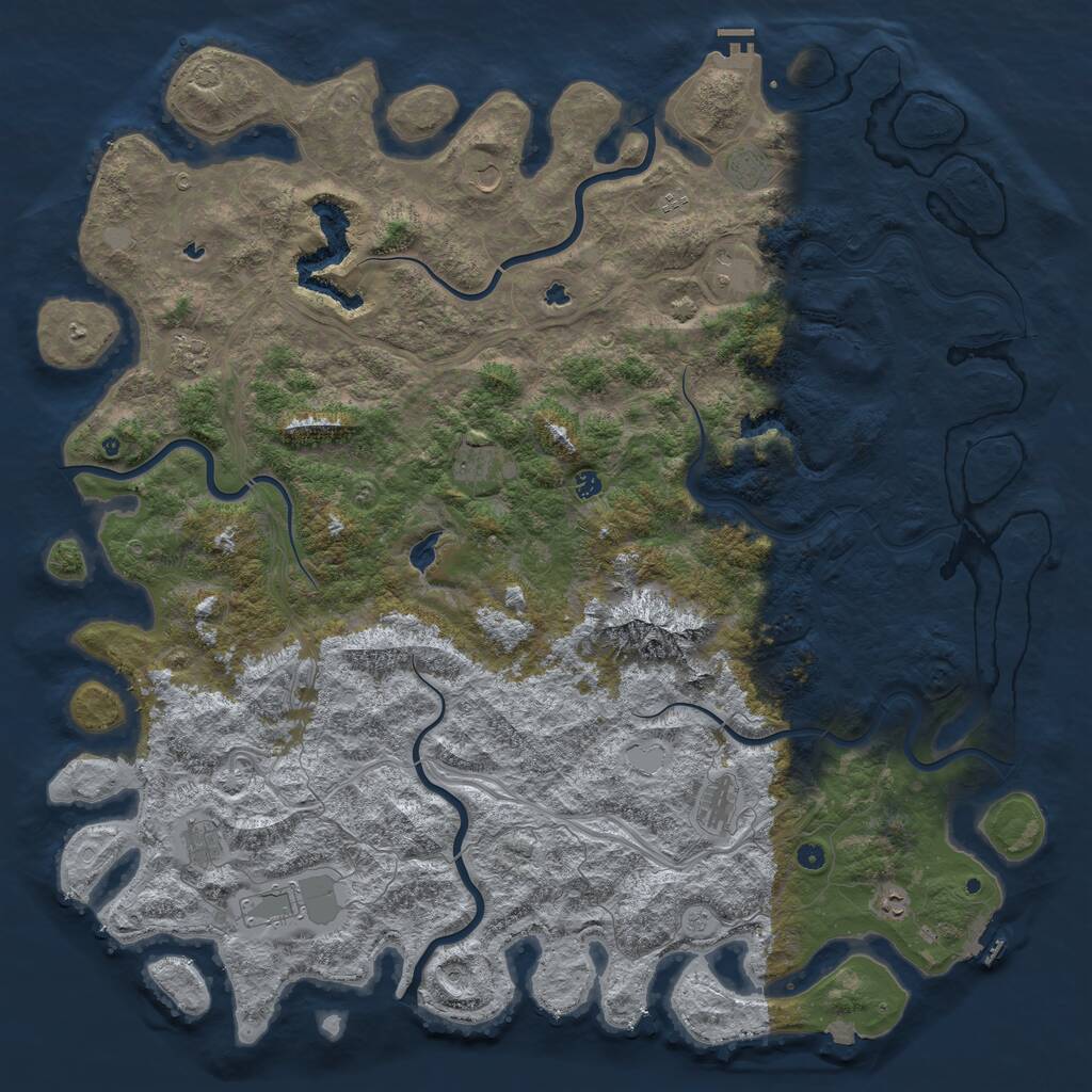 Rust Map: Procedural Map, Size: 6000, Seed: 1374512879, 17 Monuments