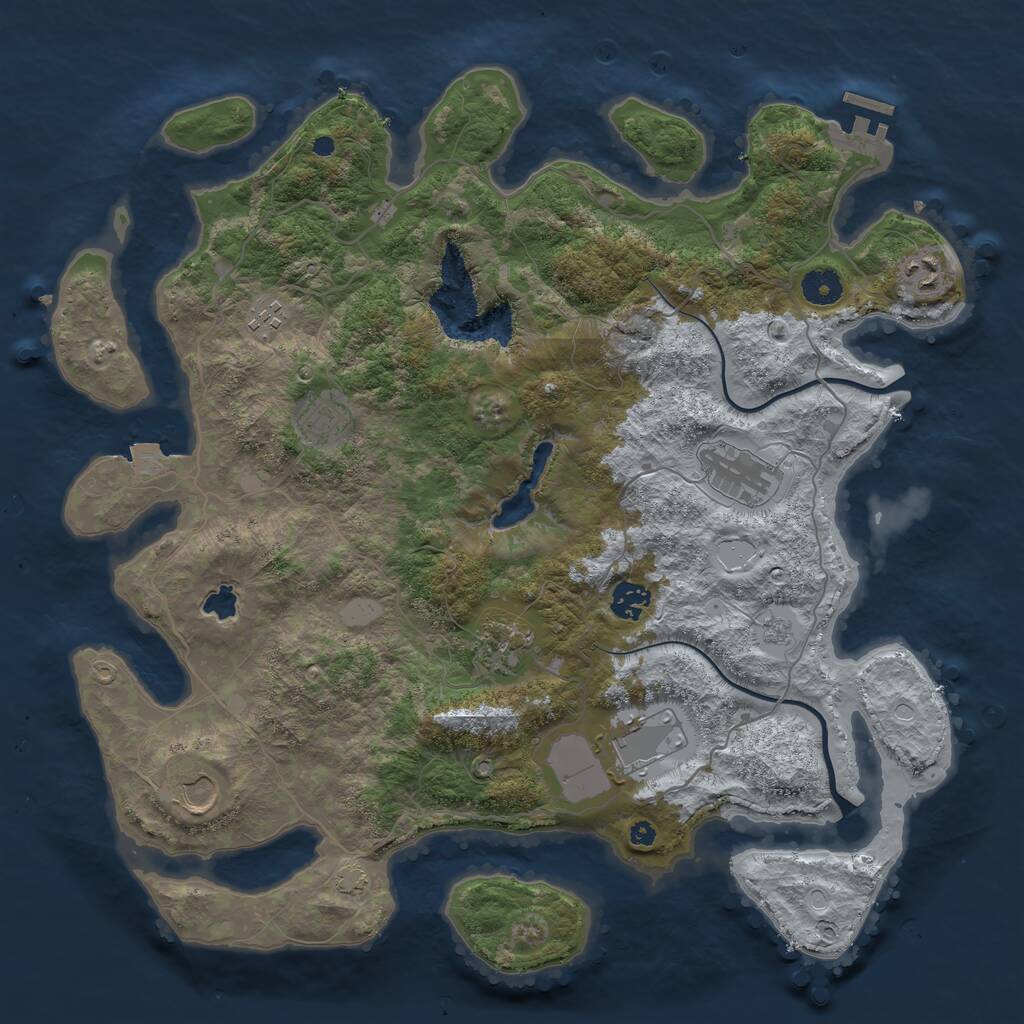 Rust Map: Procedural Map, Size: 4000, Seed: 888888888, 12 Monuments