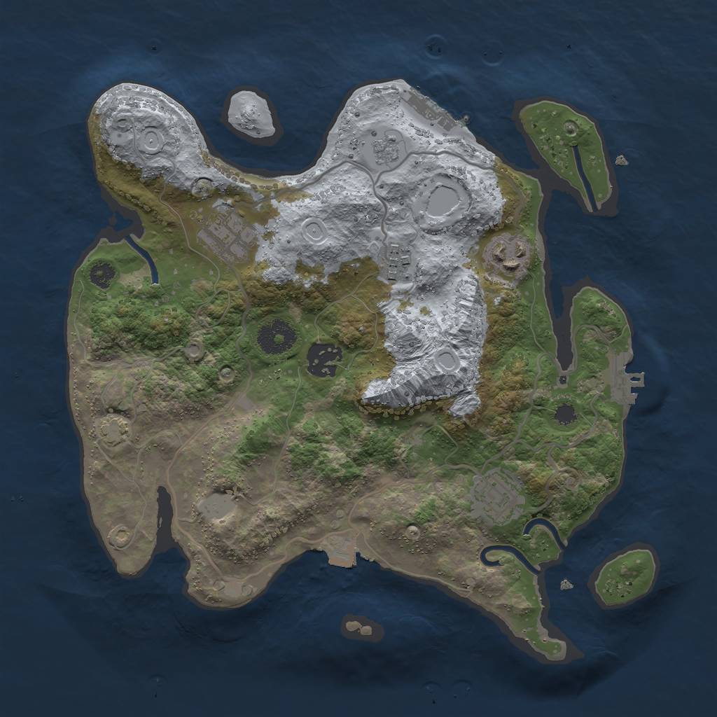 Rust Map: Procedural Map, Size: 3000, Seed: 2124368699, 12 Monuments