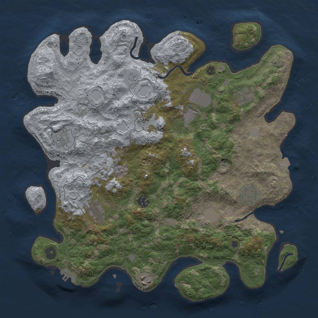Rust Map: Procedural Map, Size: 3950, Seed: 5731245, 17 Monuments