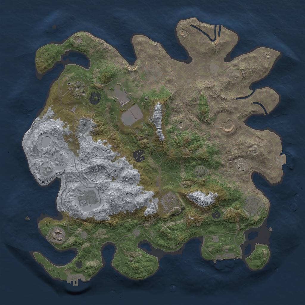 Rust Map: Procedural Map, Size: 3700, Seed: 1034653103, 18 Monuments