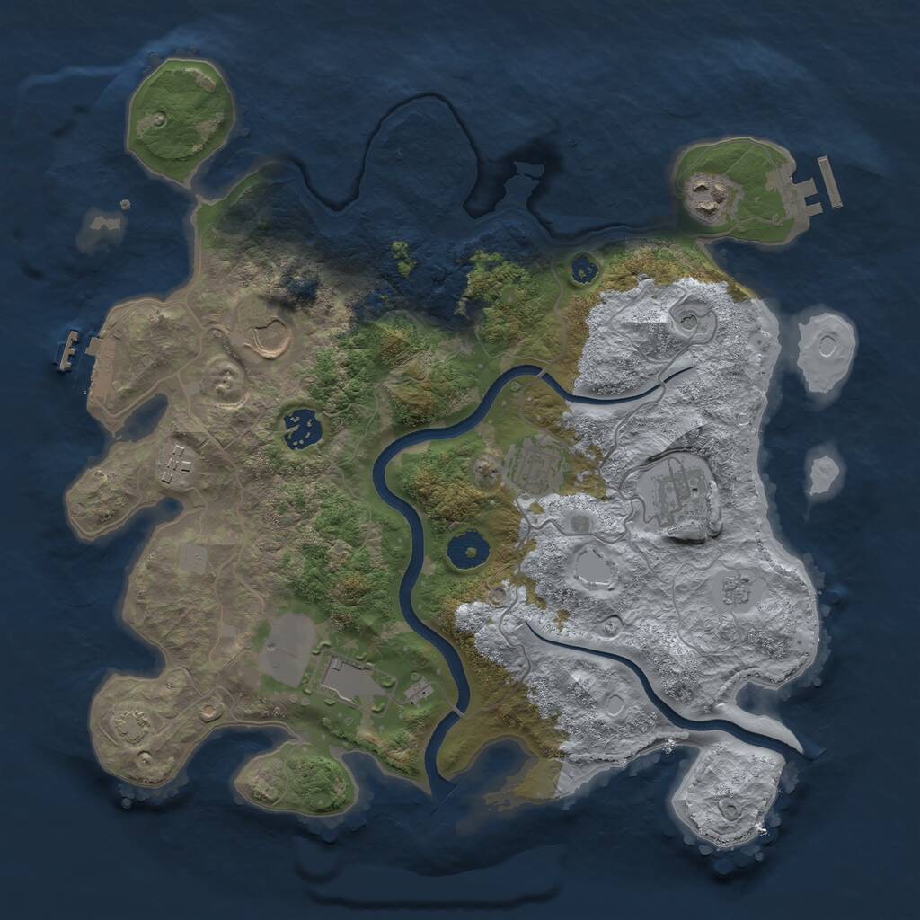 Rust Map: Procedural Map, Size: 3500, Seed: 449058786, 13 Monuments