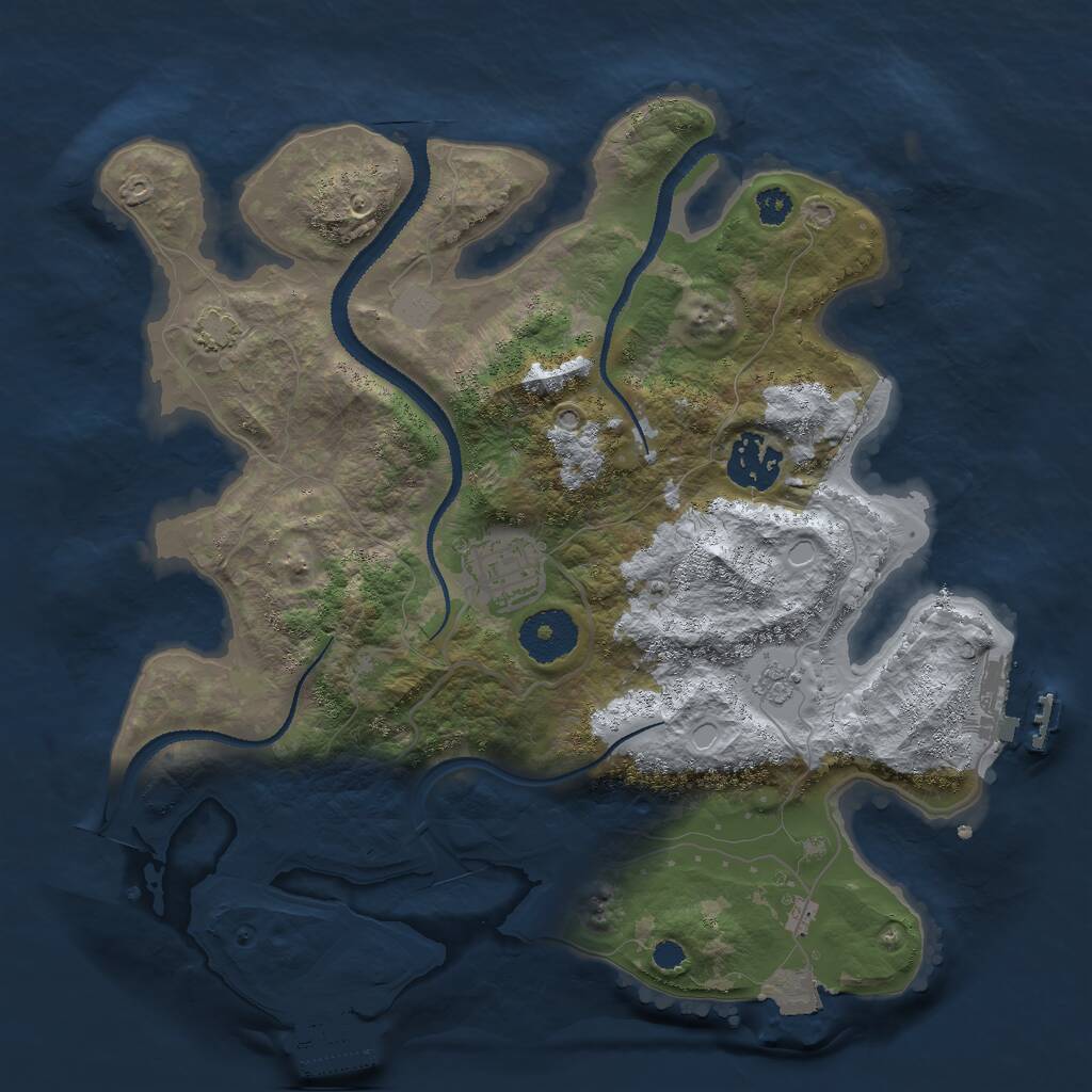 Rust Map: Procedural Map, Size: 3000, Seed: 13619, 7 Monuments