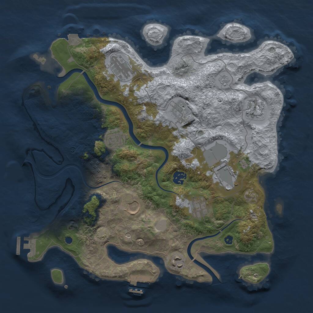 Rust Map: Procedural Map, Size: 3500, Seed: 23110221, 16 Monuments