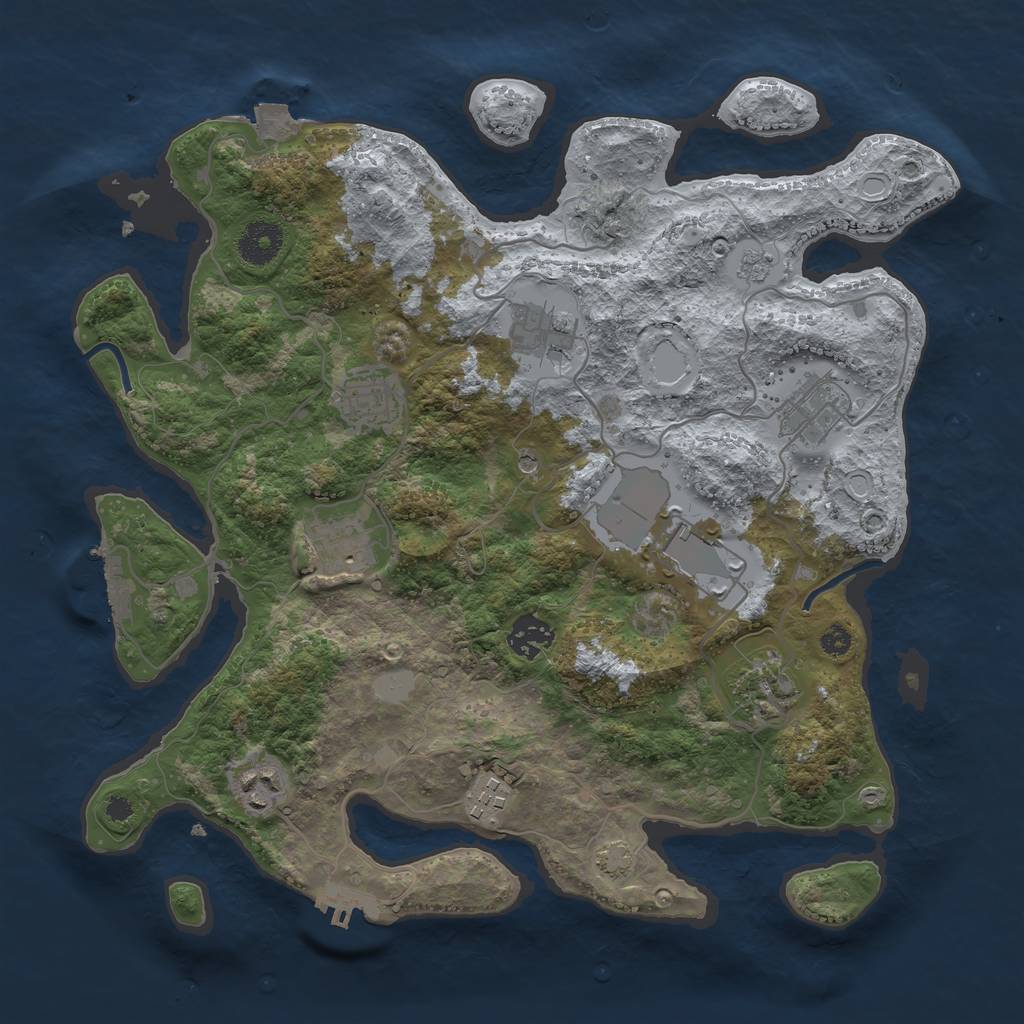 Rust Map: Procedural Map, Size: 3500, Seed: 23110221, 17 Monuments