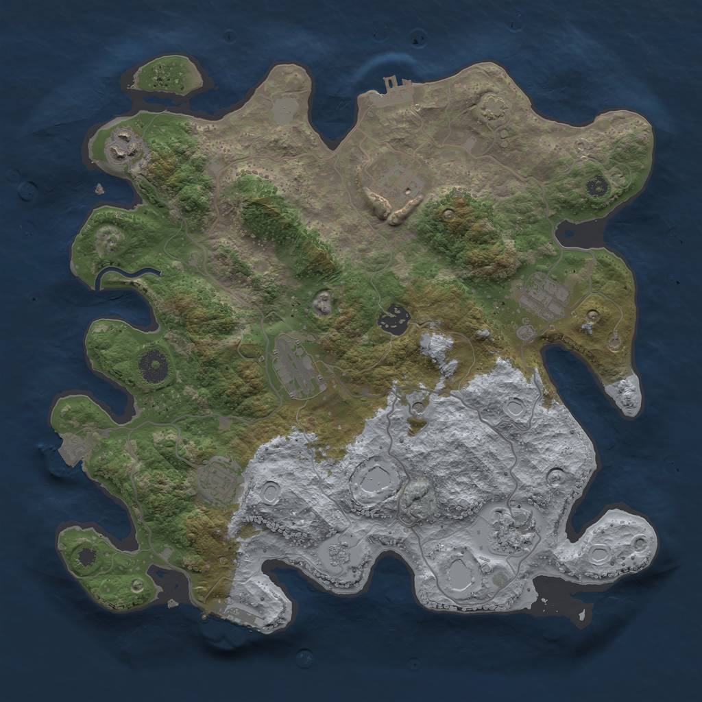 Rust Map: Procedural Map, Size: 3450, Seed: 74483838, 15 Monuments