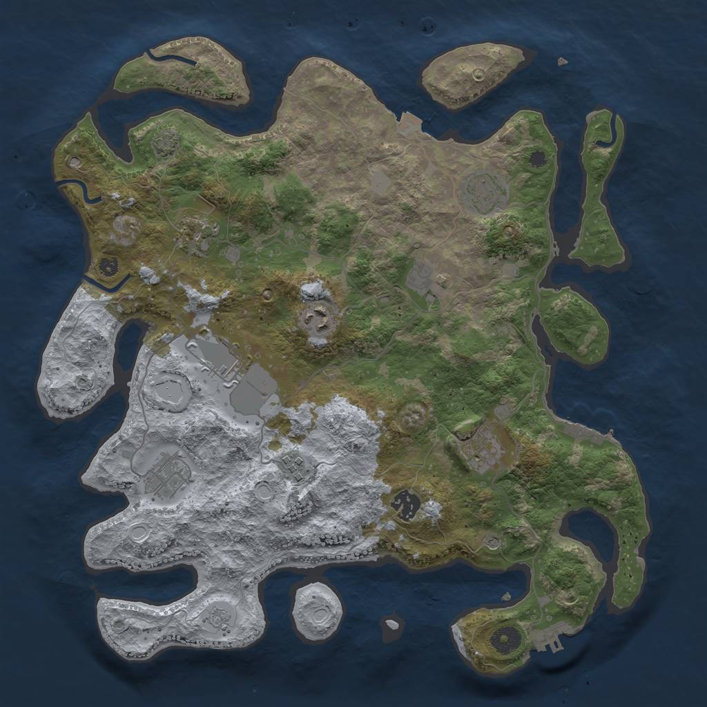 Rust Map: Procedural Map, Size: 3750, Seed: 50206796, 17 Monuments