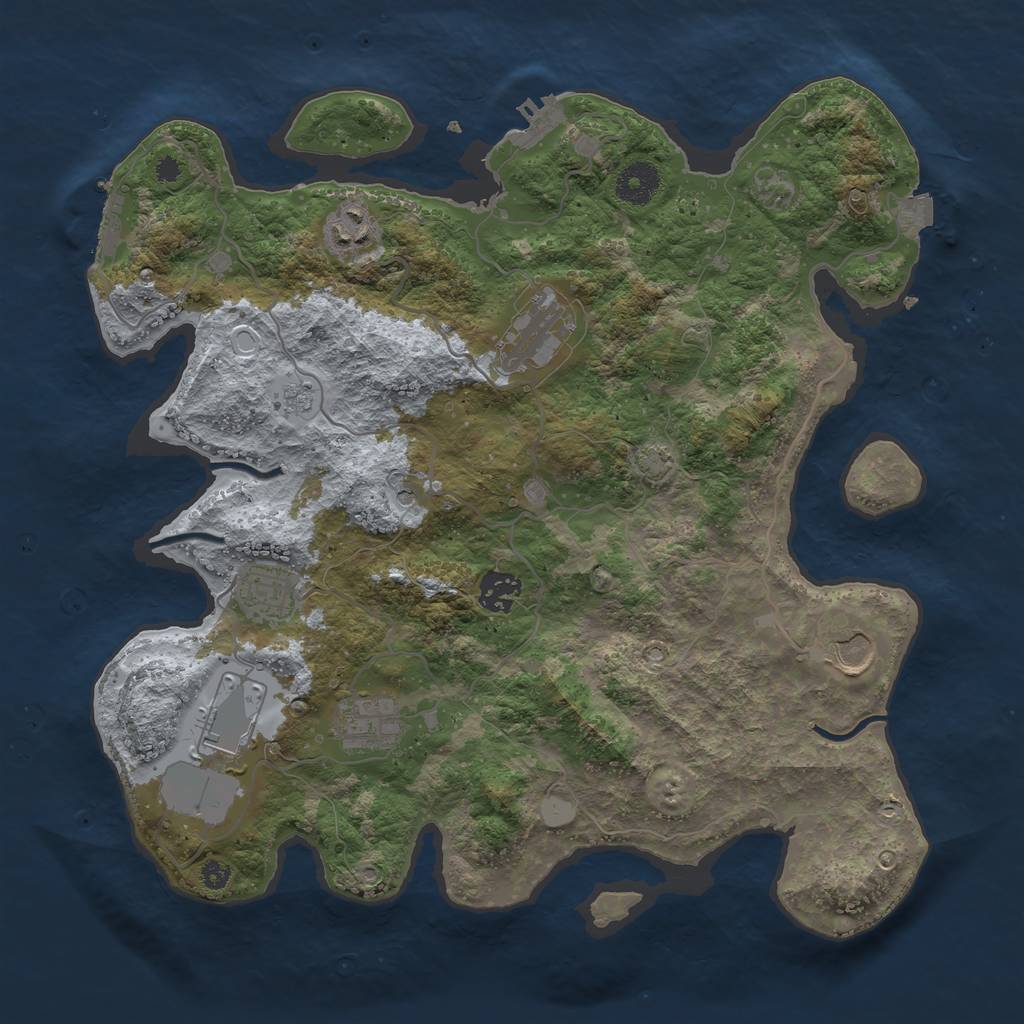 Rust Map: Procedural Map, Size: 3600, Seed: 80424293, 15 Monuments