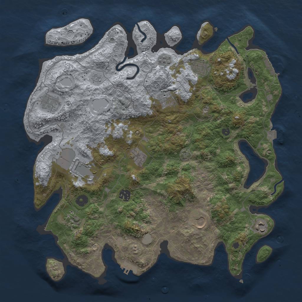 Rust Map: Procedural Map, Size: 3850, Seed: 34202462, 18 Monuments