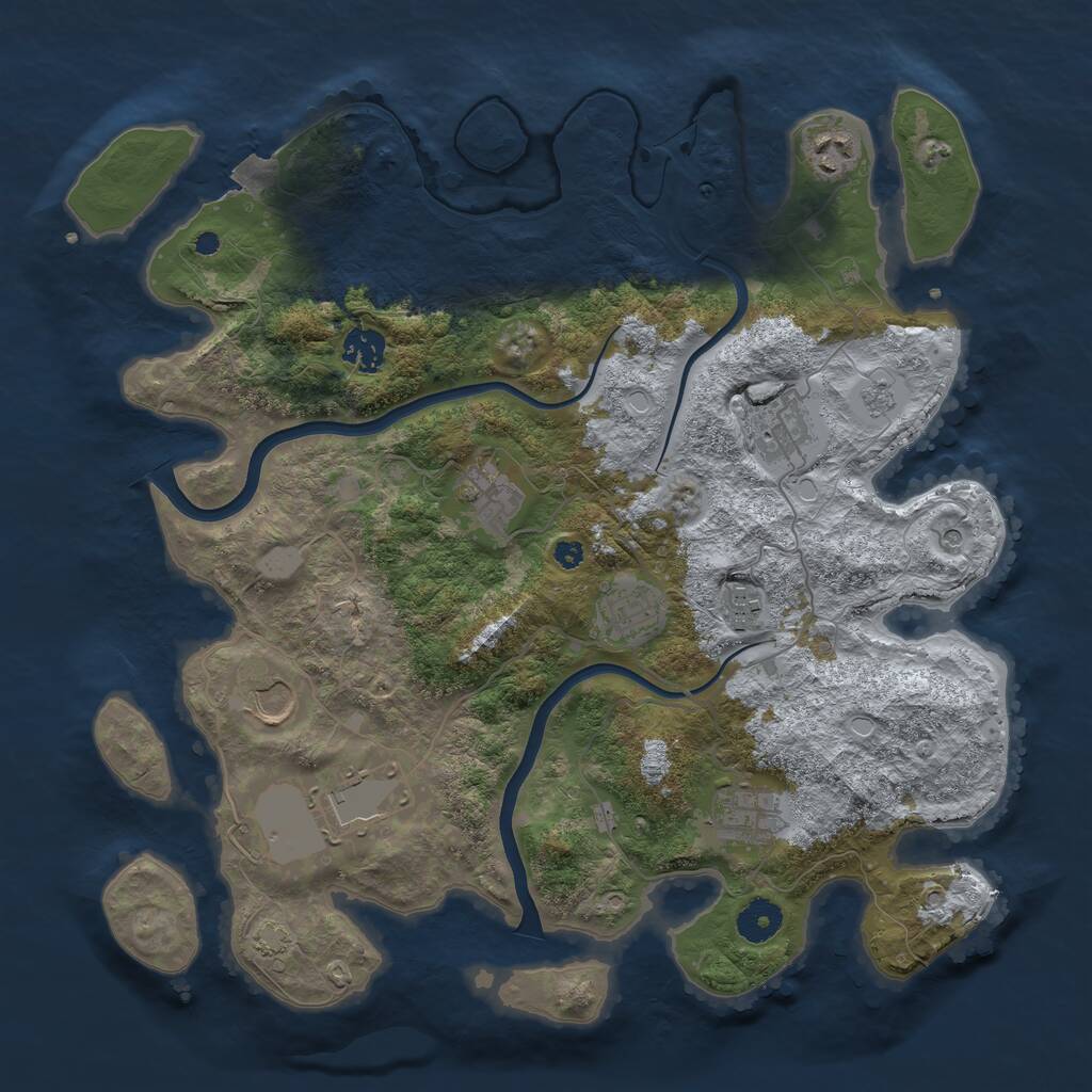 Rust Map: Procedural Map, Size: 3750, Seed: 1175993, 13 Monuments