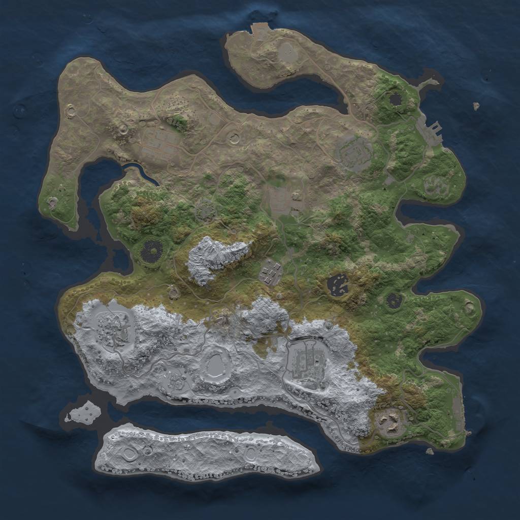 Rust Map: Procedural Map, Size: 3450, Seed: 96015111, 16 Monuments