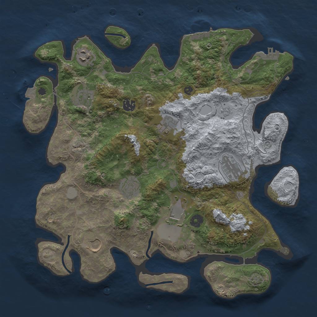 Rust Map: Procedural Map, Size: 3650, Seed: 43165488, 16 Monuments