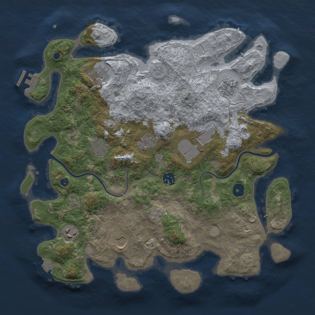 Rust Map: Procedural Map, Size: 3800, Seed: 92673384, 14 Monuments