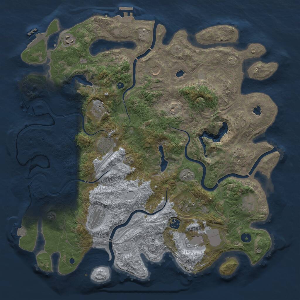 Rust Map: Procedural Map, Size: 4500, Seed: 1335909588, 16 Monuments