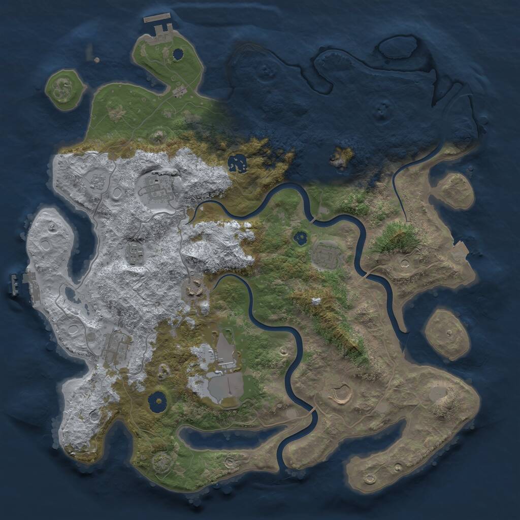 Rust Map: Procedural Map, Size: 3900, Seed: 58715126, 15 Monuments