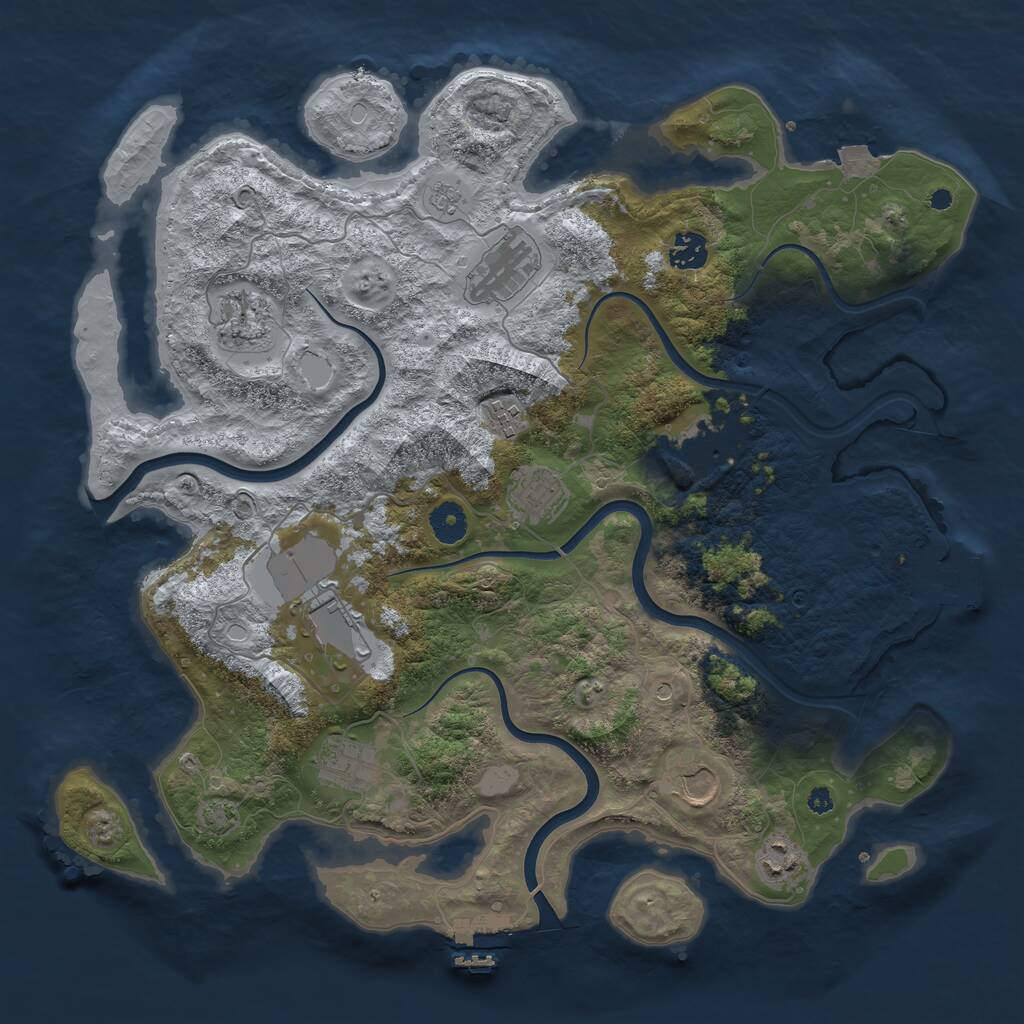 Rust Map: Procedural Map, Size: 3950, Seed: 30670312, 16 Monuments