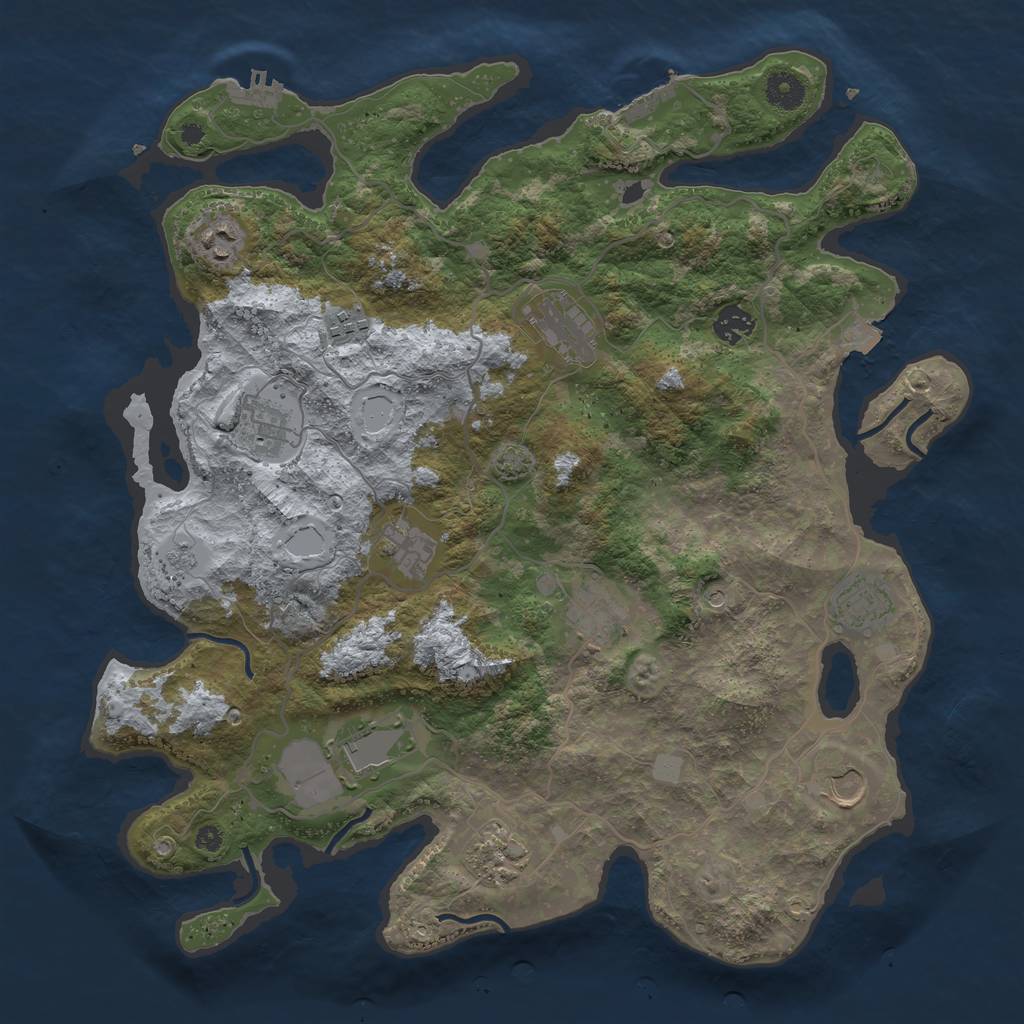 Rust Map: Procedural Map, Size: 4000, Seed: 170969017, 19 Monuments