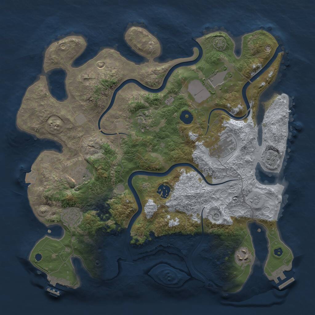 Rust Map: Procedural Map, Size: 3600, Seed: 373870007, 14 Monuments