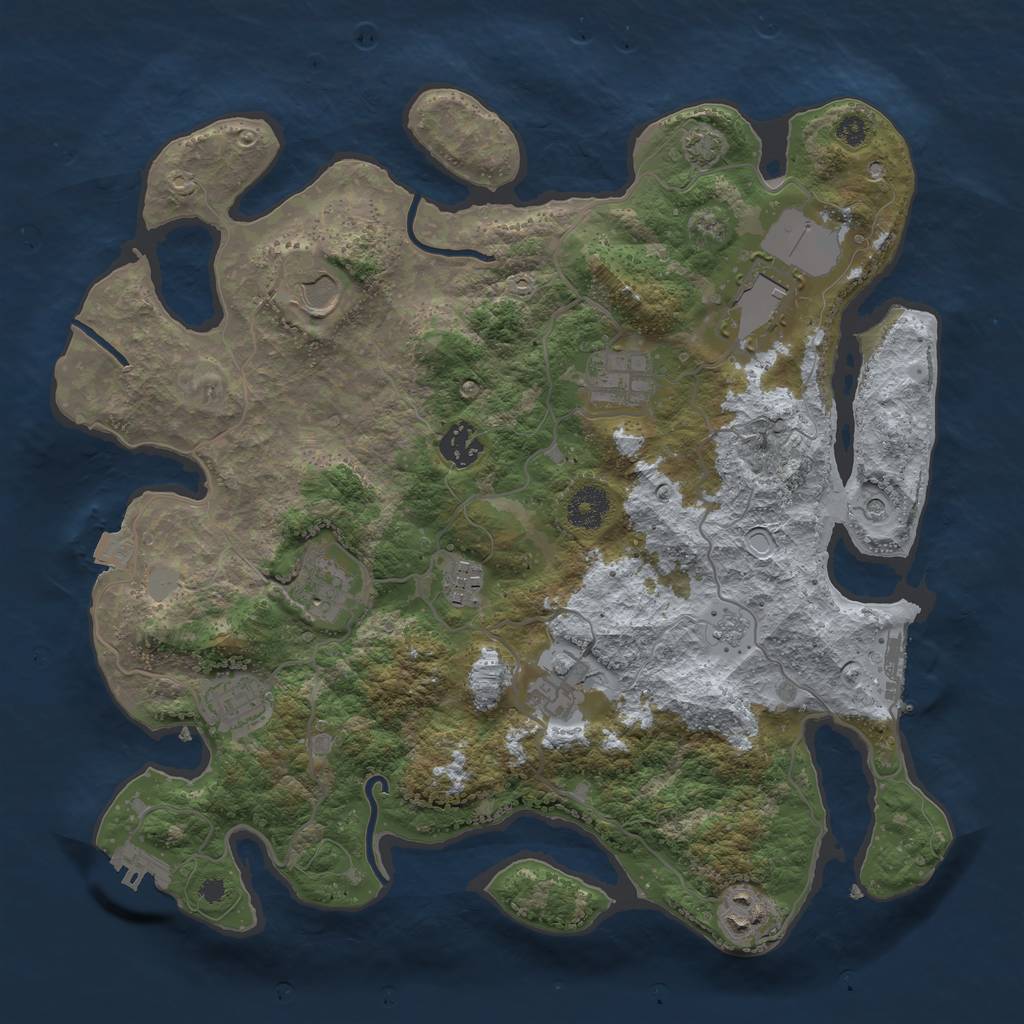 Rust Map: Procedural Map, Size: 3600, Seed: 373870007, 17 Monuments