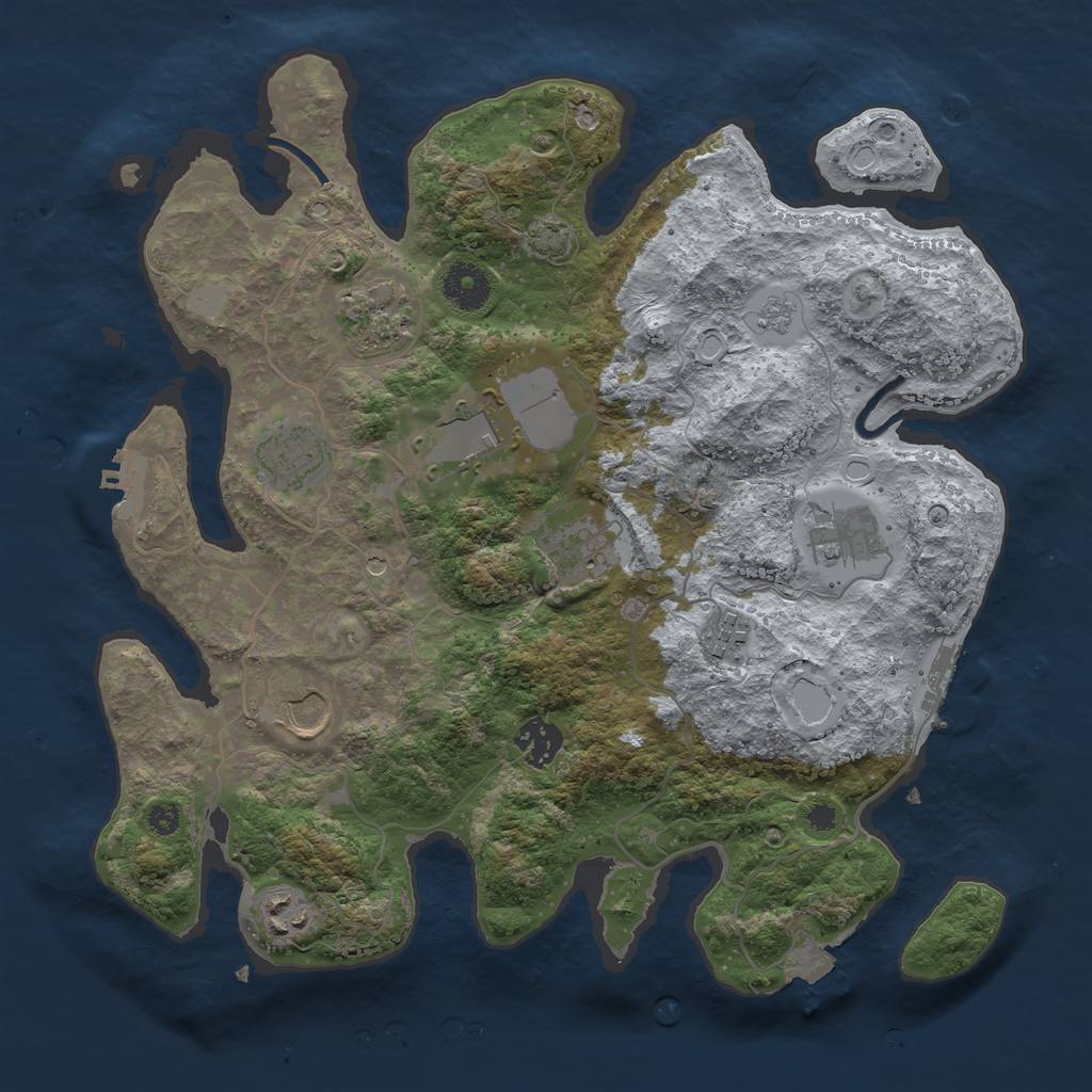 Rust Map: Procedural Map, Size: 3500, Seed: 3420917, 17 Monuments