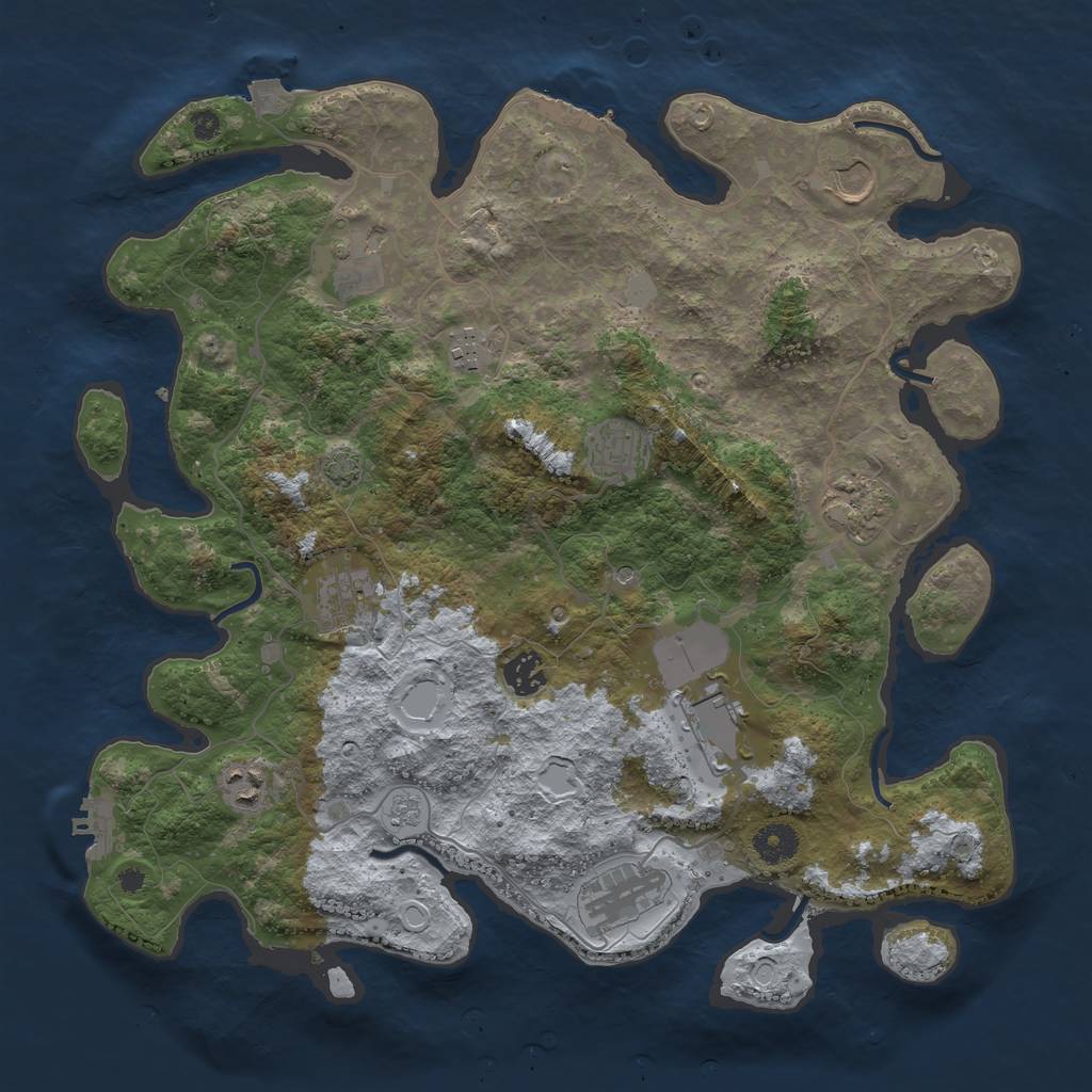 Rust Map: Procedural Map, Size: 3850, Seed: 43282548, 18 Monuments