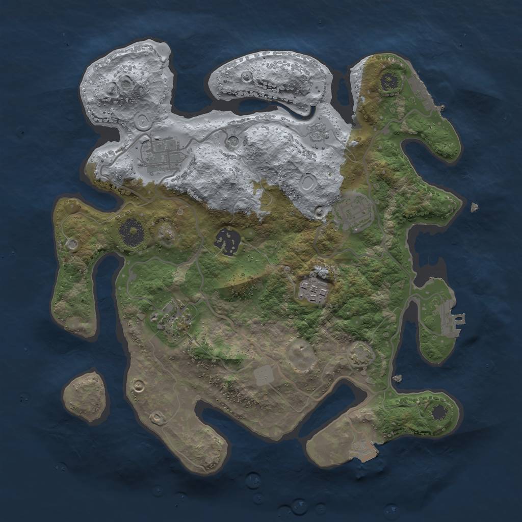 Rust Map: Procedural Map, Size: 3000, Seed: 1895490719, 13 Monuments