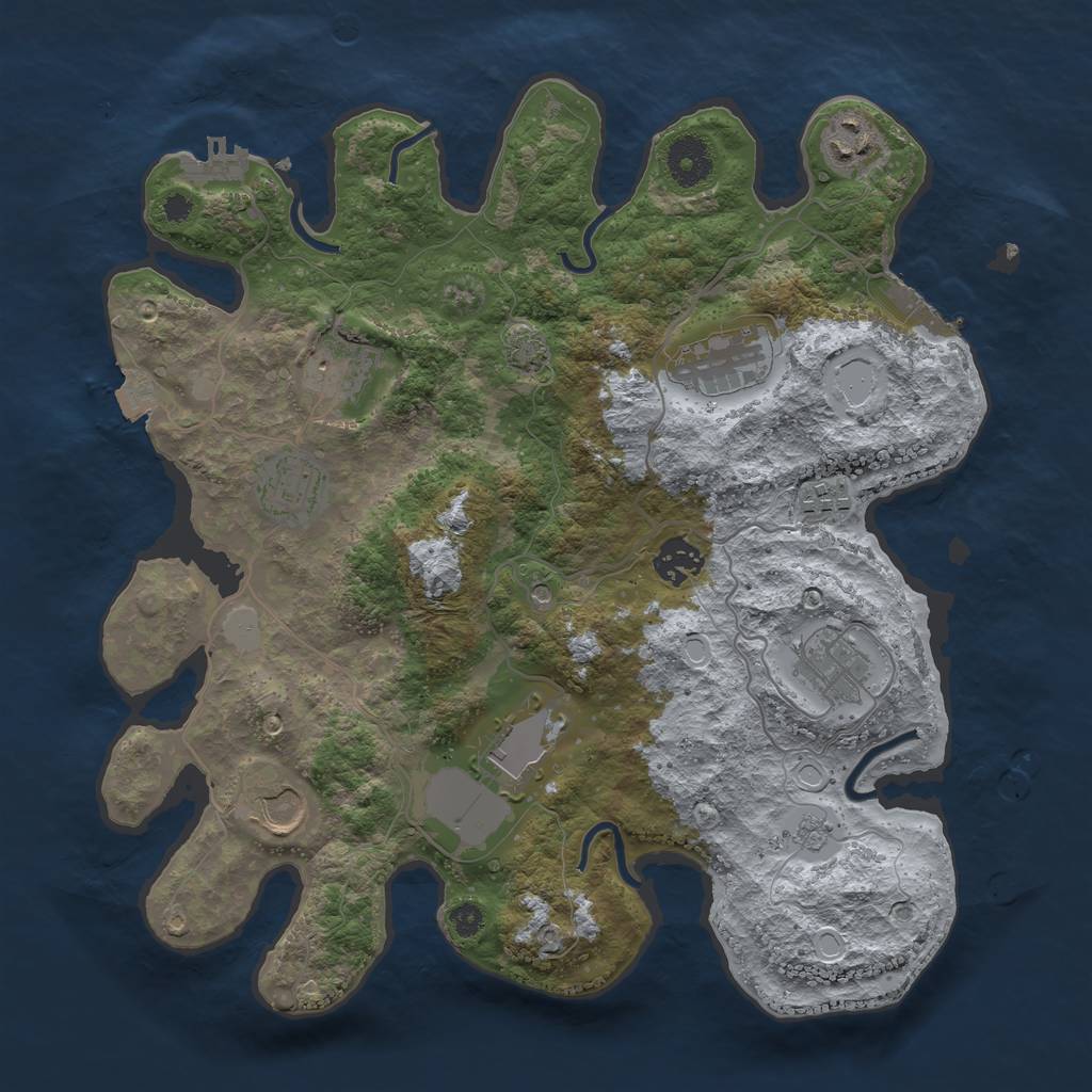 Rust Map: Procedural Map, Size: 3500, Seed: 181852267, 17 Monuments