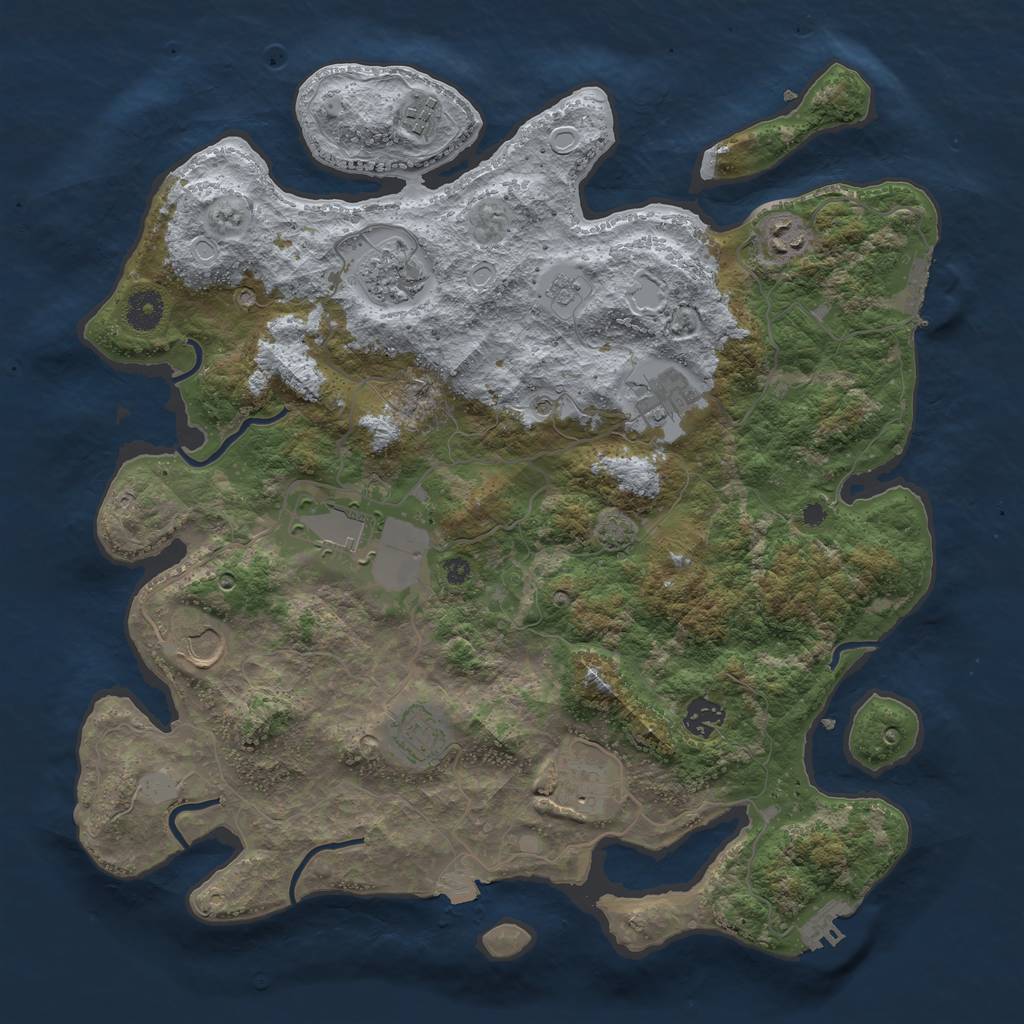 Rust Map: Procedural Map, Size: 3900, Seed: 48860325, 17 Monuments
