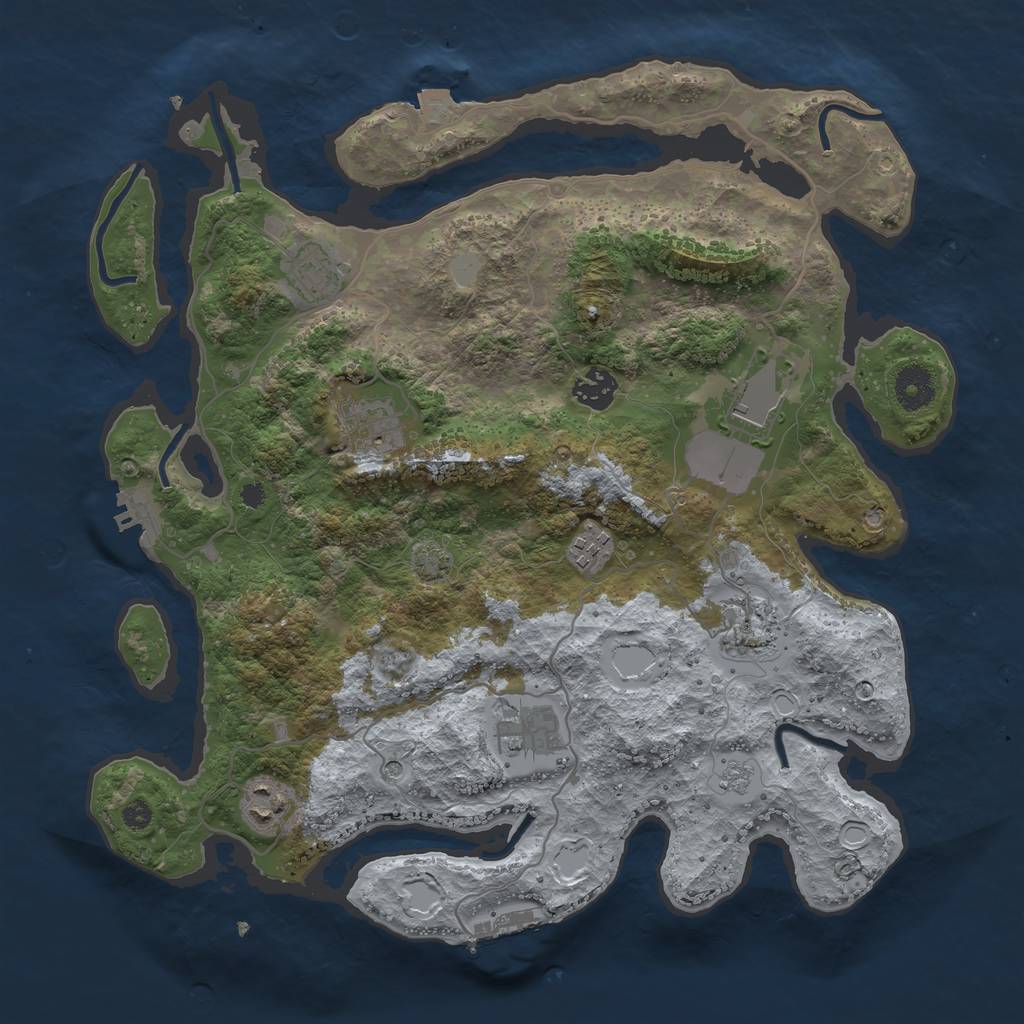 Rust Map: Procedural Map, Size: 3650, Seed: 60154198, 16 Monuments