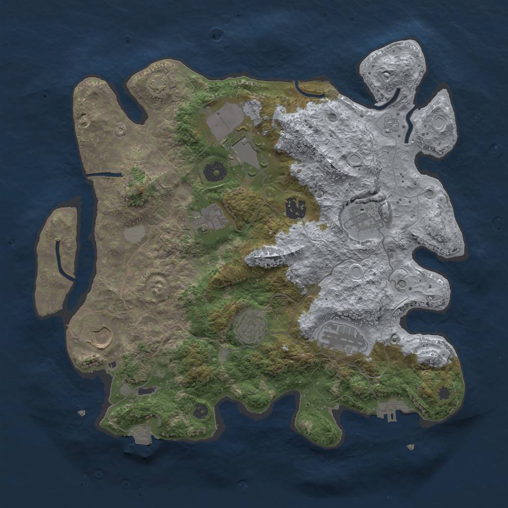 Rust Map: Procedural Map, Size: 3500, Seed: 1828705103, 14 Monuments